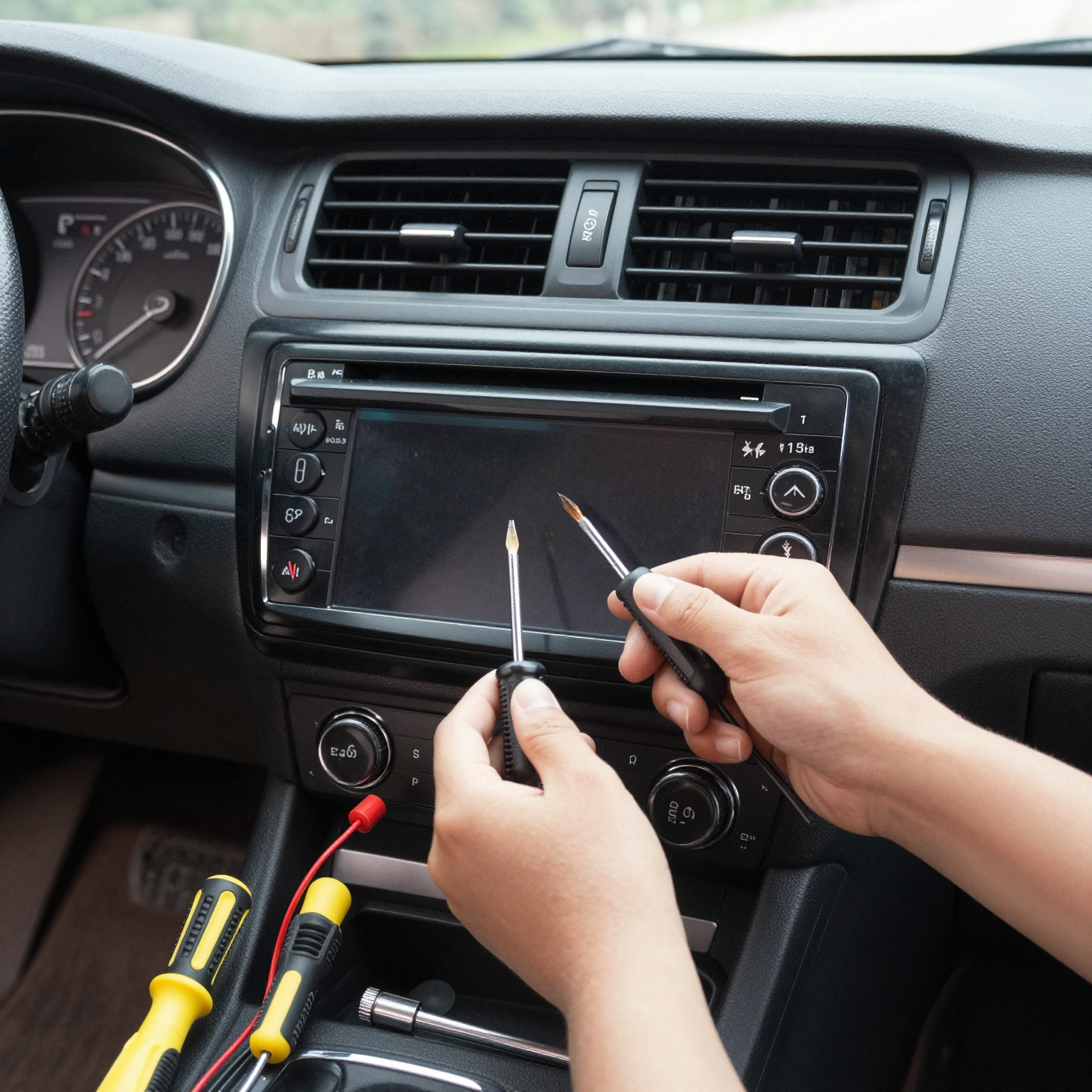 A detailed visual guide on how to mount a sleeve on a car stereo