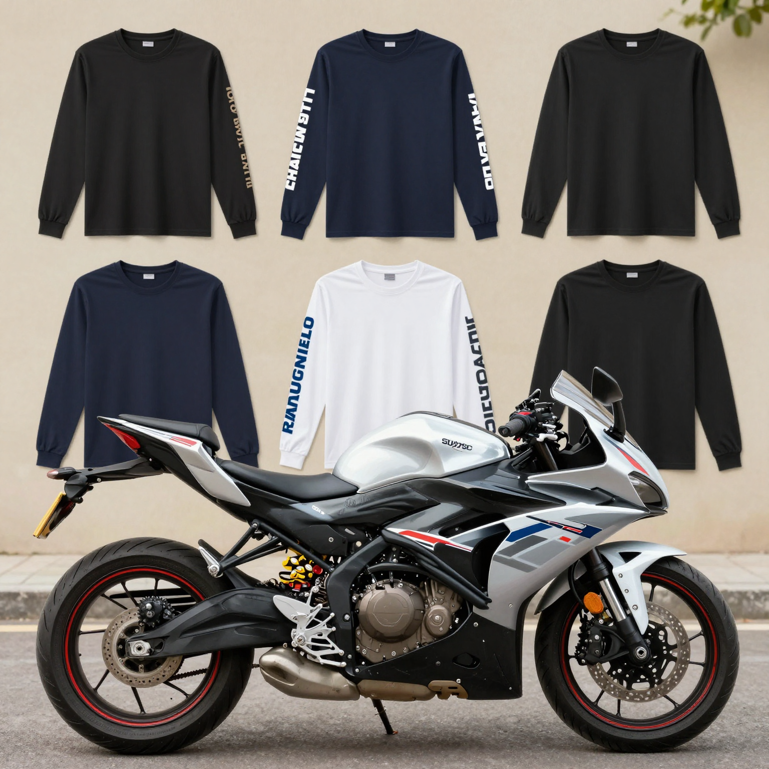 Motorcycle showcasing long sleeve car customization styles