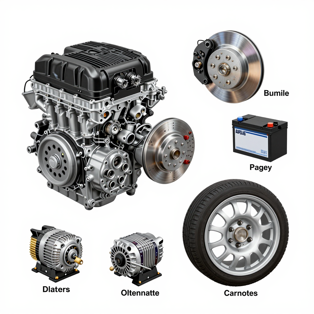 Labeled diagram of key car parts