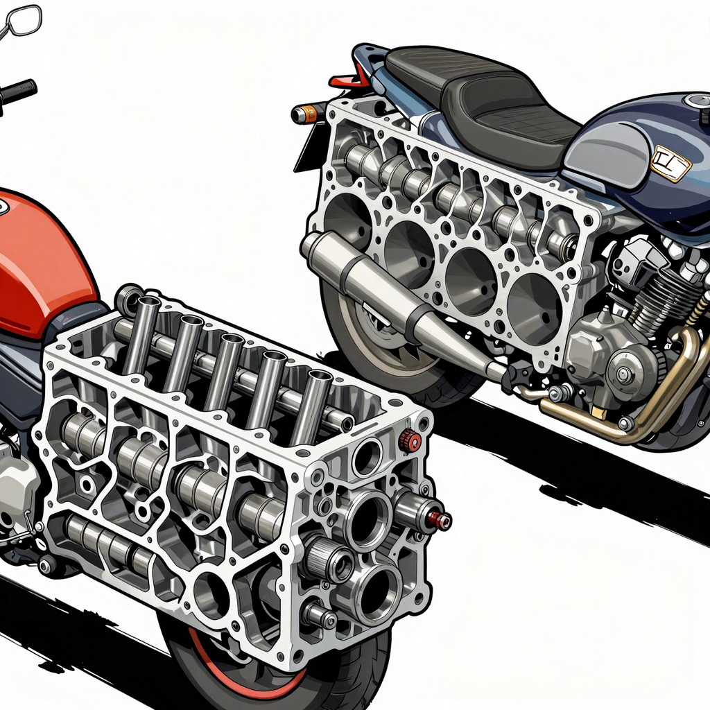 Comparison of Motorcycle and Car Engine Blocks